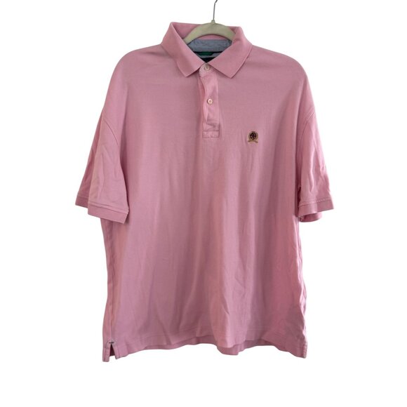 Vintage Y2K Tommy Hilfiger Pink Polo Shirt Mens XL Short Sleeve Cotton - Picture 1 of 3
